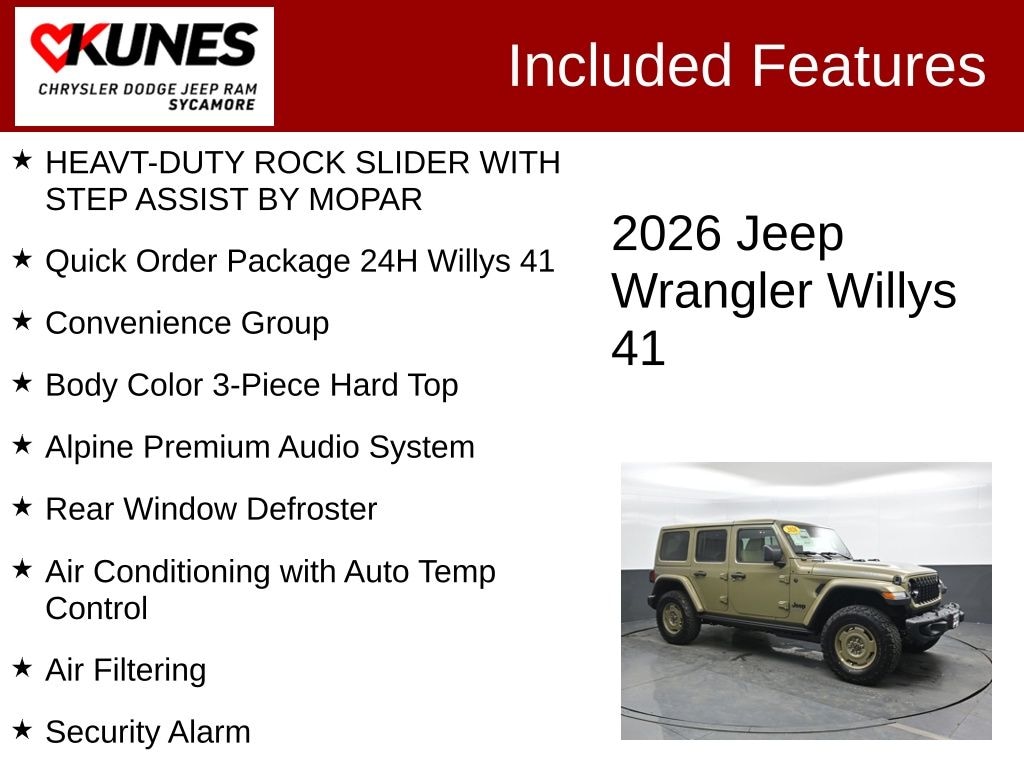 New 2026 Jeep Wrangler Willys 41 Sport Utility