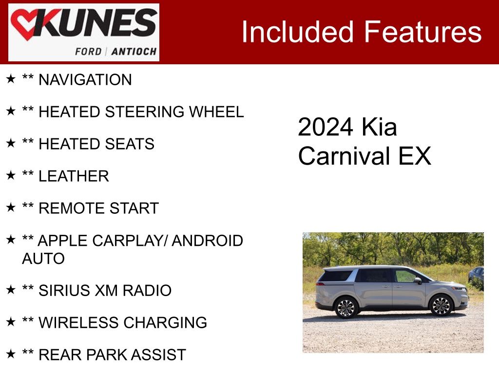 Certified 2024 Kia Carnival EX with VIN KNDNC5H36R6377659 for sale in Delavan, WI