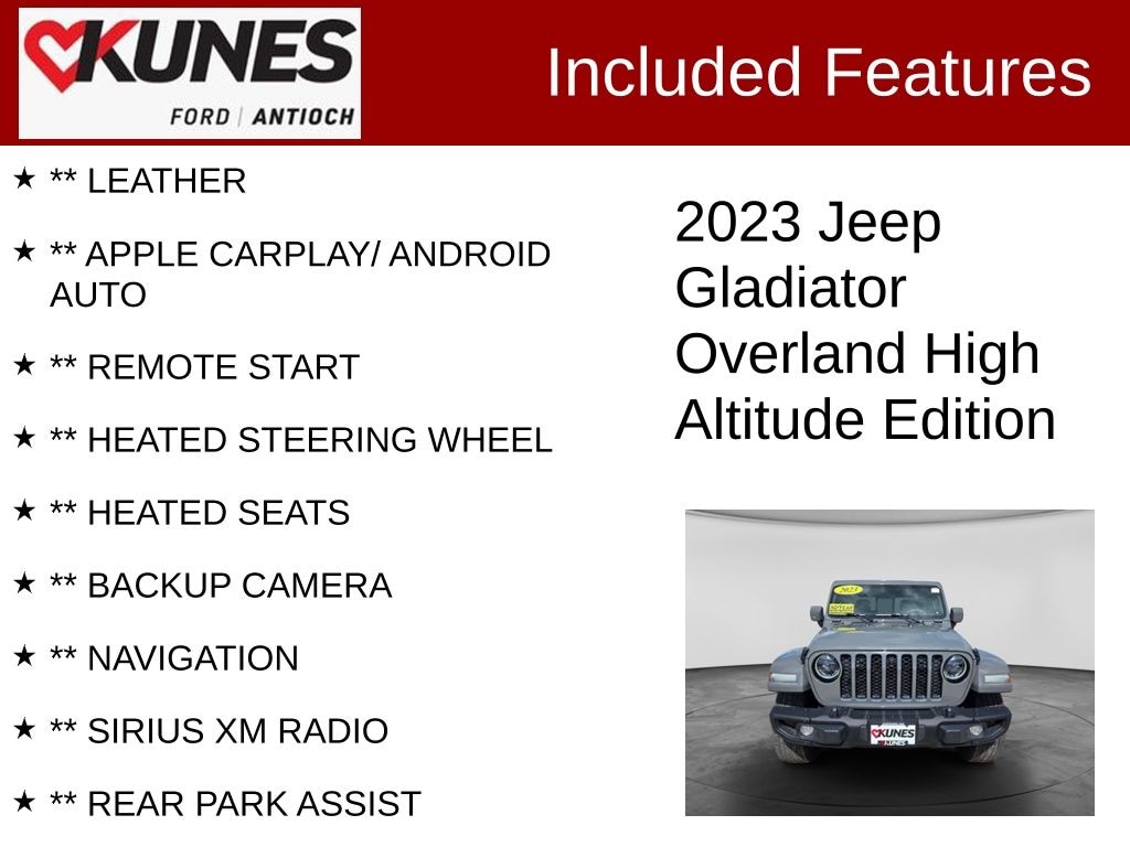 Certified 2023 Jeep Gladiator Overland Truck Crew Cab