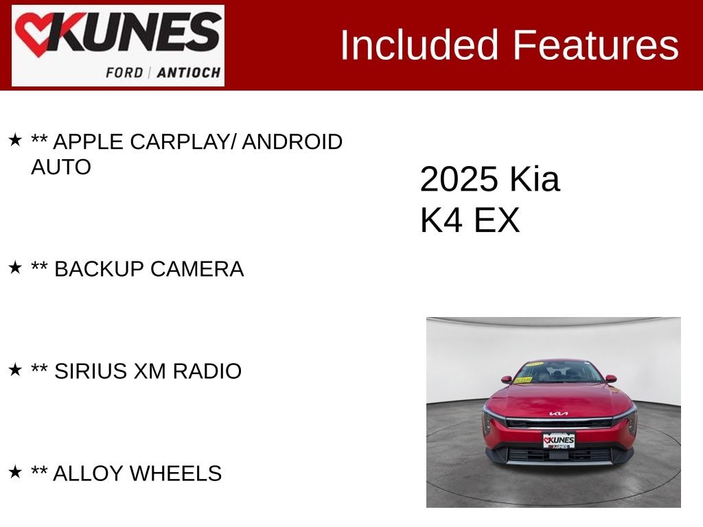 Certified 2025 Kia K4 EX Sedan
