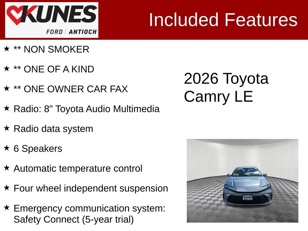 Certified 2026 Toyota Camry LE Sedan