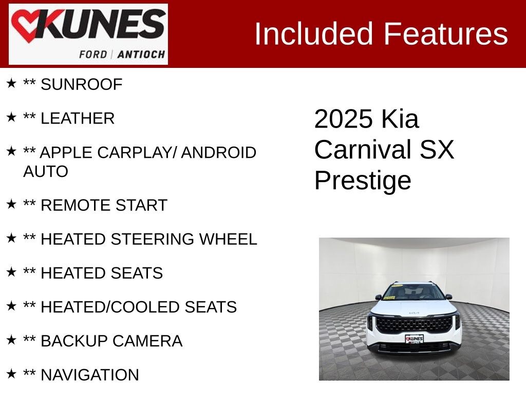 Certified 2025 Kia Carnival SX Prestige Van Passenger Van
