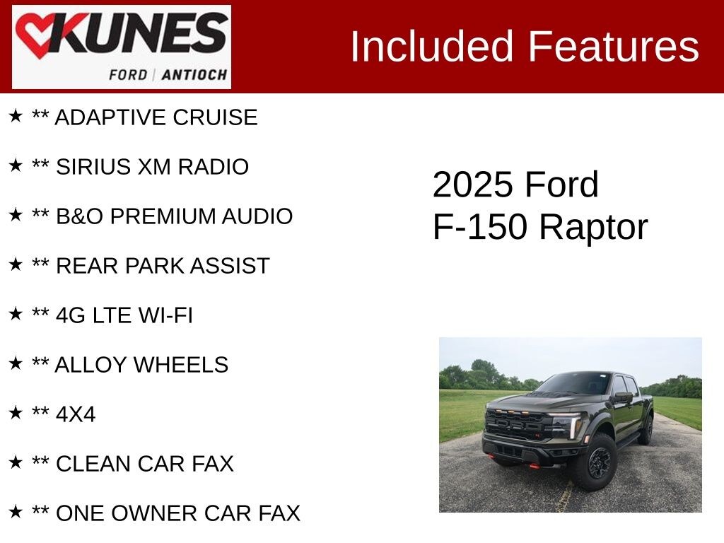 Used 2025 Ford F-150 Raptor Truck SuperCrew Cab