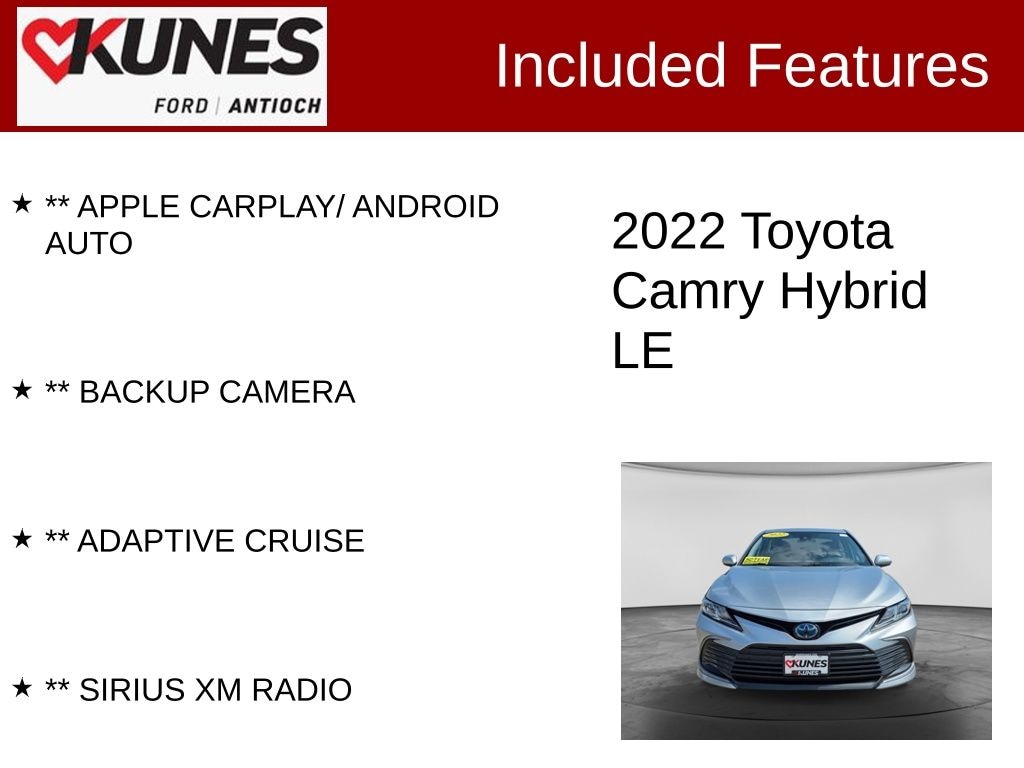 Certified 2022 Toyota Camry Hybrid LE Sedan