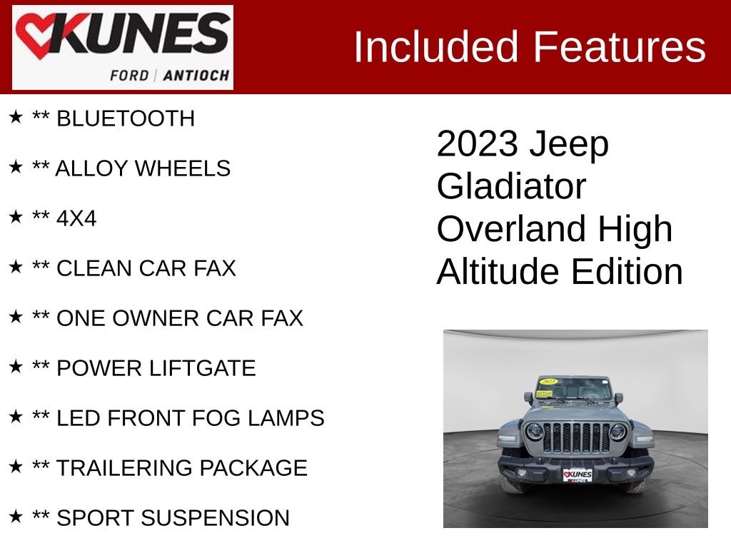 Certified 2023 Jeep Gladiator Overland Truck Crew Cab
