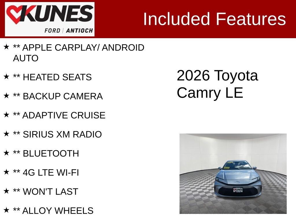 Certified 2026 Toyota Camry LE Sedan