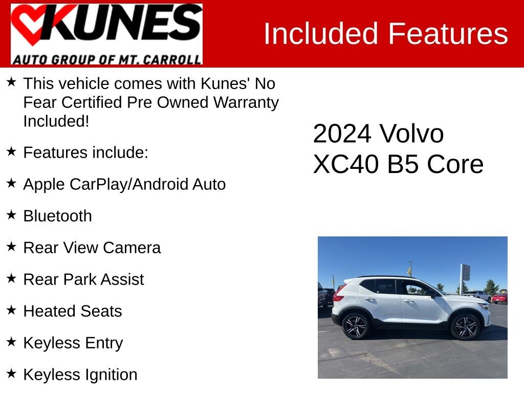 Certified 2024 Volvo XC40 B5 Core SUV