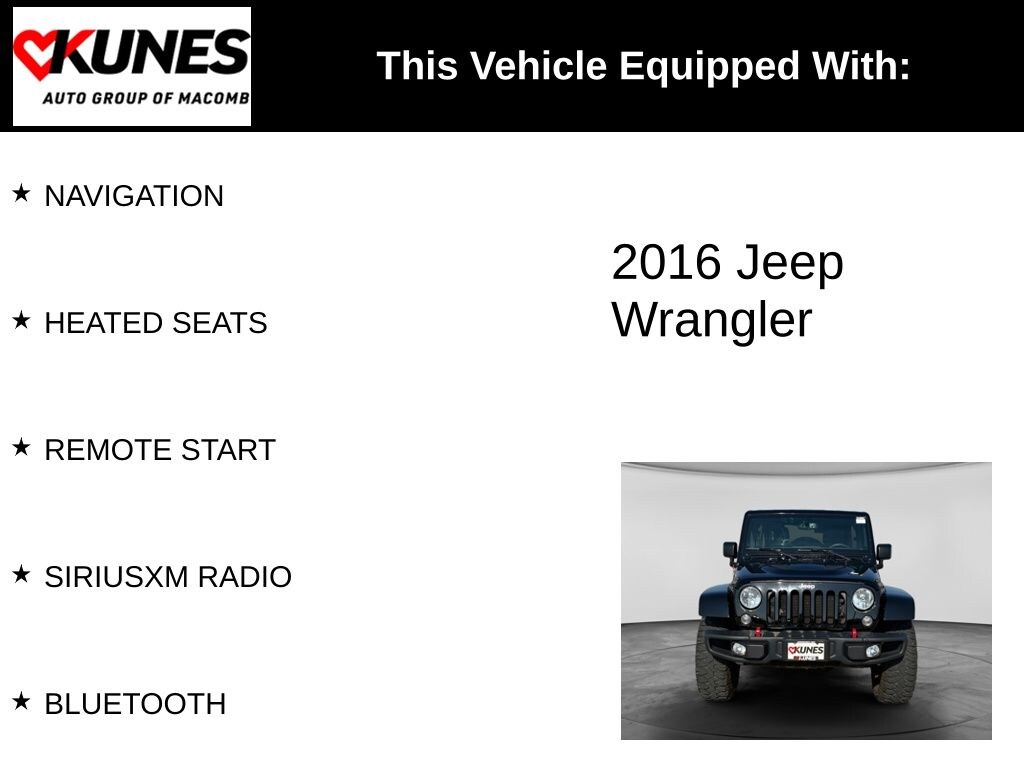 Used 2016 Jeep Wrangler JK Unlimited Rubicon 4x4 SUV