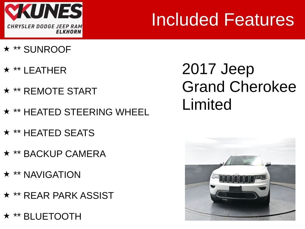 Used 2017 Jeep Grand Cherokee Limited 4x4 SUV