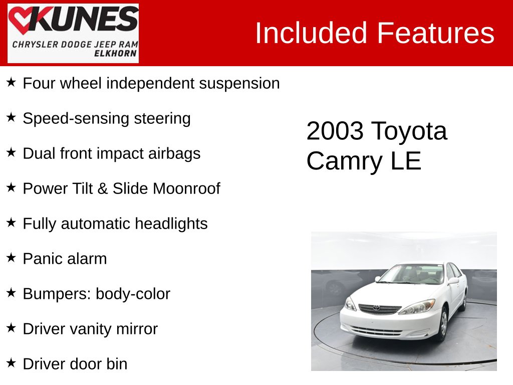 Used 2003 Toyota Camry LE Sedan