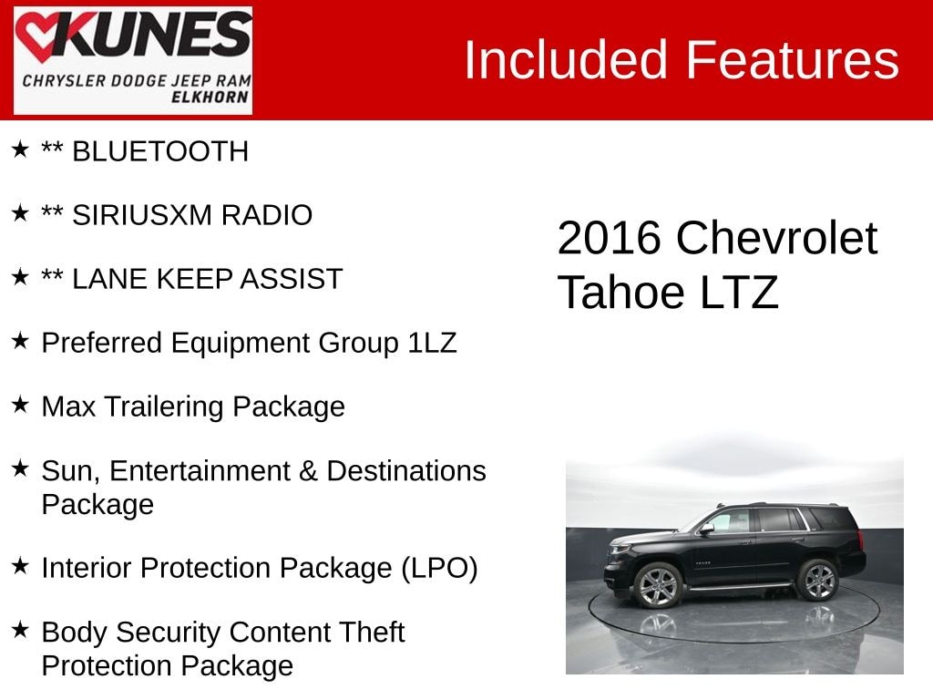 Used 2016 Chevrolet Tahoe LTZ SUV