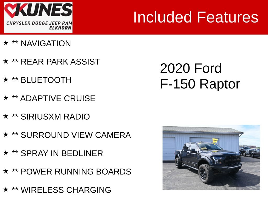 Used 2020 Ford F-150 Raptor Truck SuperCrew Cab