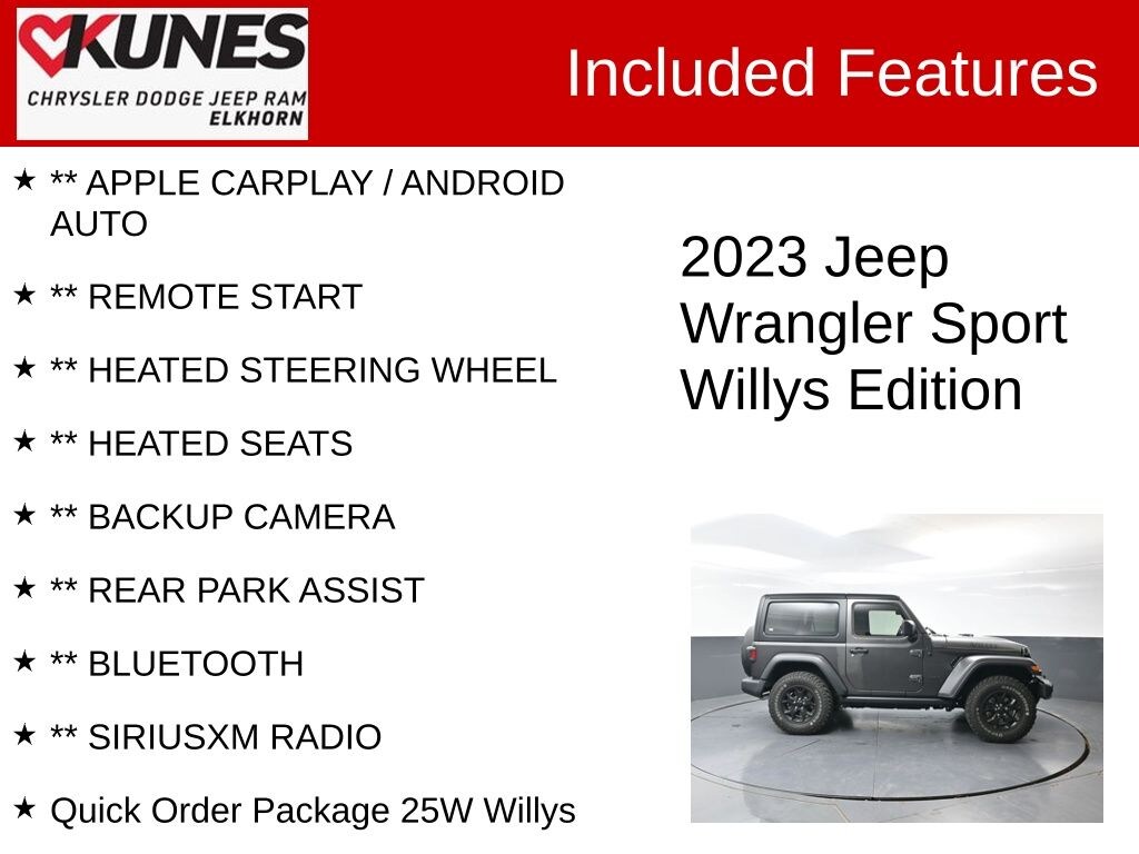 Used 2023 Jeep Wrangler 2-DOOR SPORT 4X4 SUV