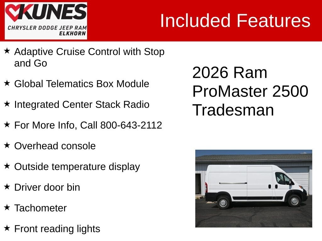 Used 2026 Ram ProMaster 2500 High Roof Van Cargo Van
