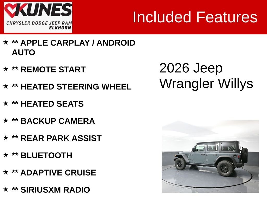 New 2026 Jeep Wrangler Willys Sport Utility