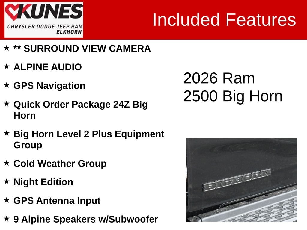 New 2026 Ram 2500 Big Horn Pickup