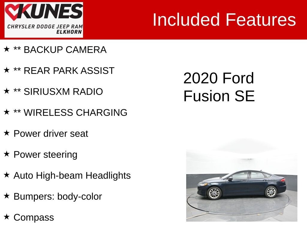 Used 2020 Ford Fusion SE Sedan