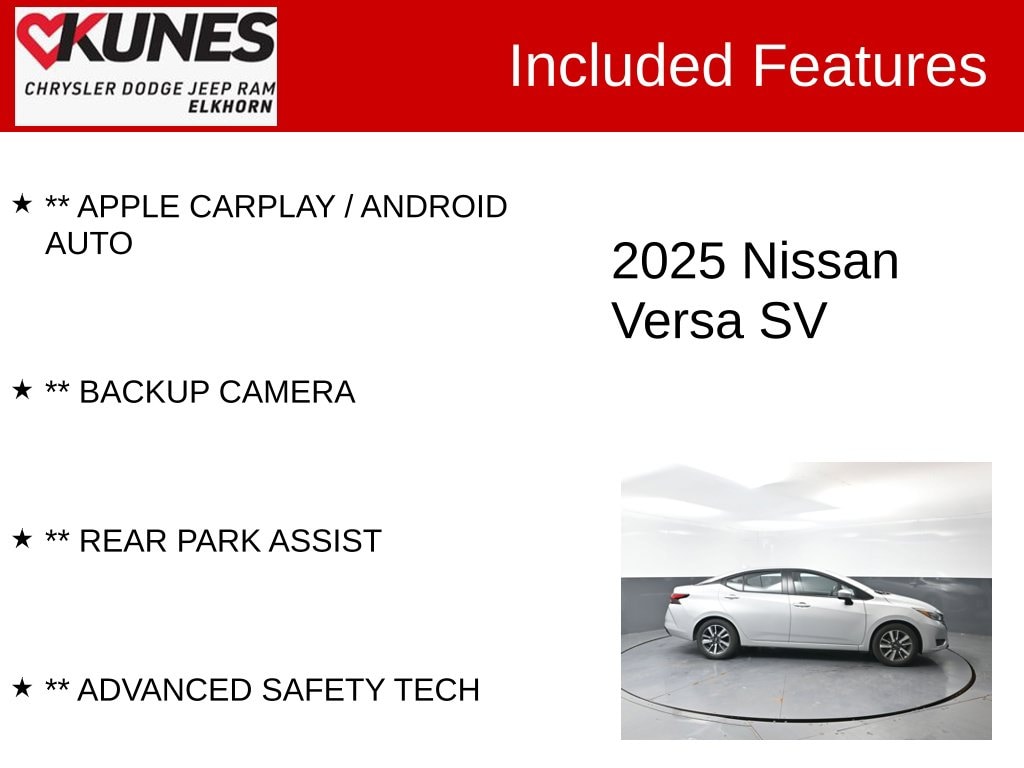 Used 2025 Nissan Versa Sedan SV with VIN 3N1CN8EV6SL844330 for sale in Delavan, WI