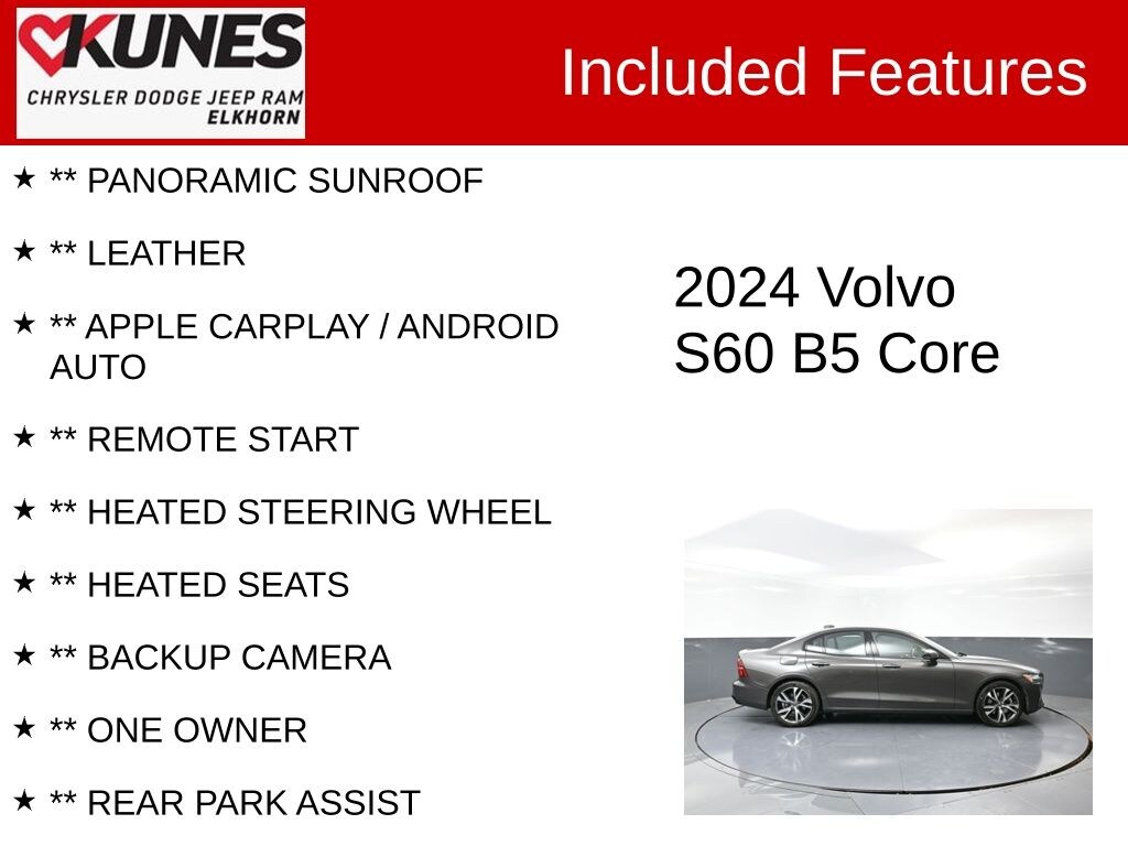 Used 2024 Volvo S60 B5 Core Dark Sedan