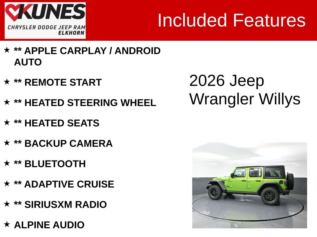 New 2026 Jeep Wrangler Willys Sport Utility