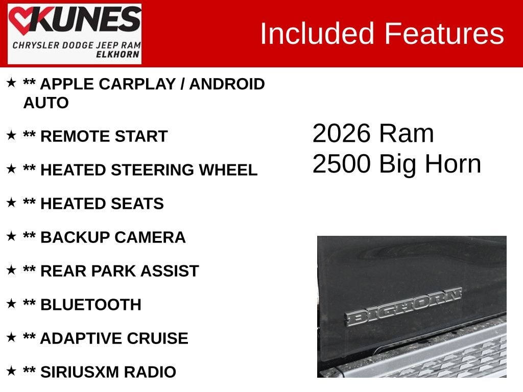 New 2026 Ram 2500 Big Horn Pickup