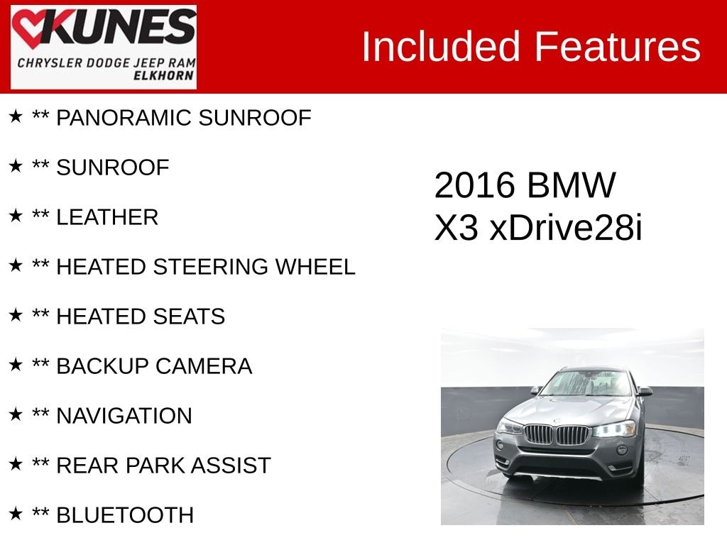 Used 2016 BMW X3 xDrive28i SUV