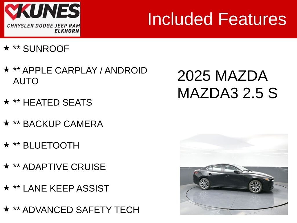 Certified 2025 Mazda Mazda3 Sedan 2.5 S Preferred Package Sedan