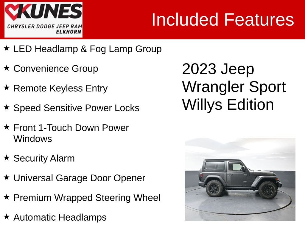 Used 2023 Jeep Wrangler 2-DOOR SPORT 4X4 SUV