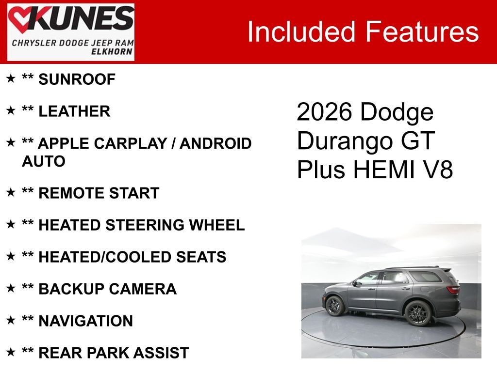 New 2026 Dodge Durango GT Plus Hemi V8 Sport Utility