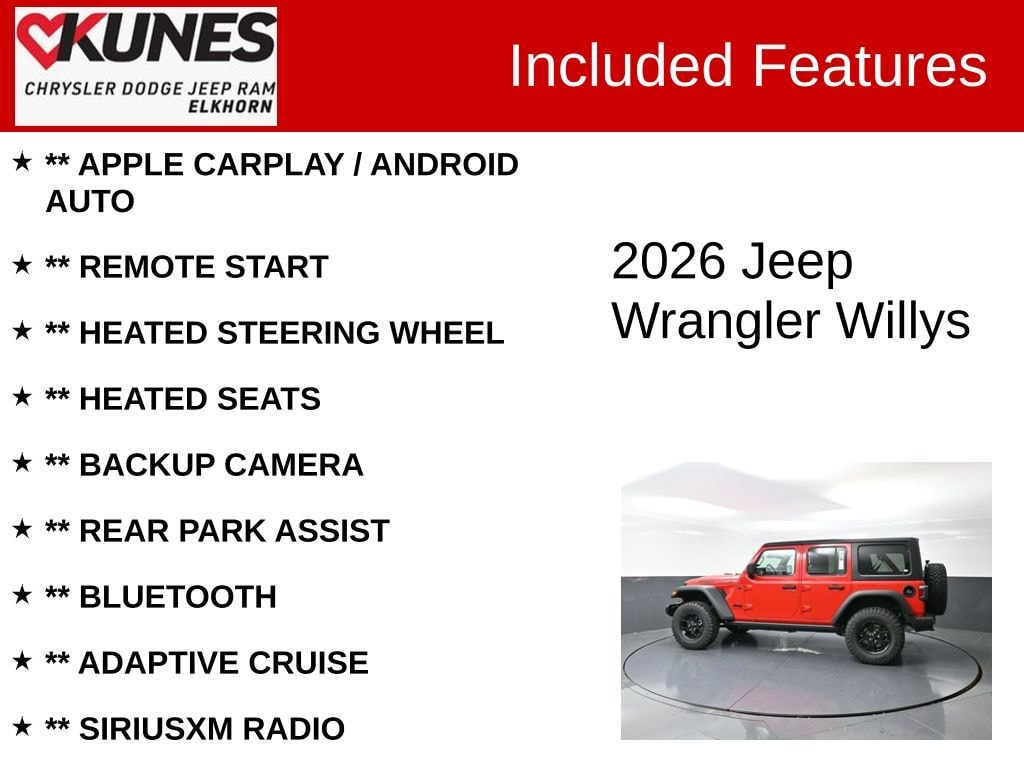 New 2026 Jeep Wrangler Willys Sport Utility