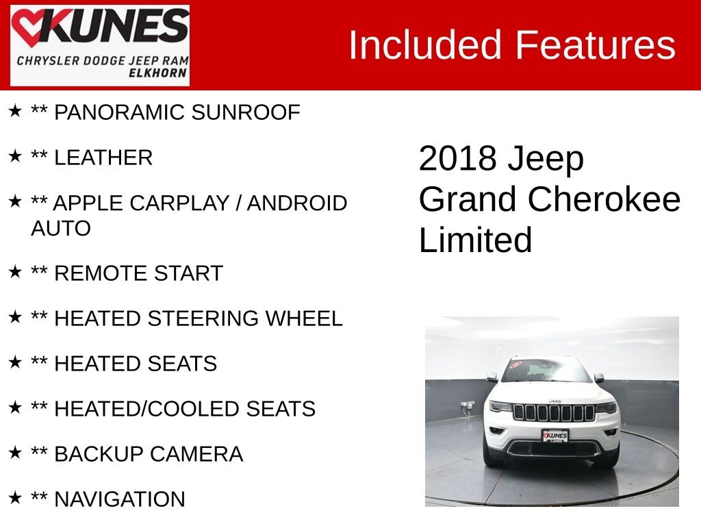 Used 2018 Jeep Grand Cherokee Limited 4x4 SUV