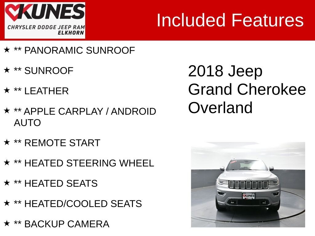 Used 2018 Jeep Grand Cherokee Overland 4x4 SUV