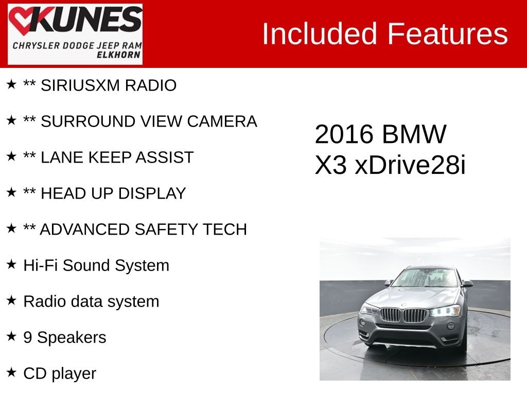 Used 2016 BMW X3 xDrive28i SUV