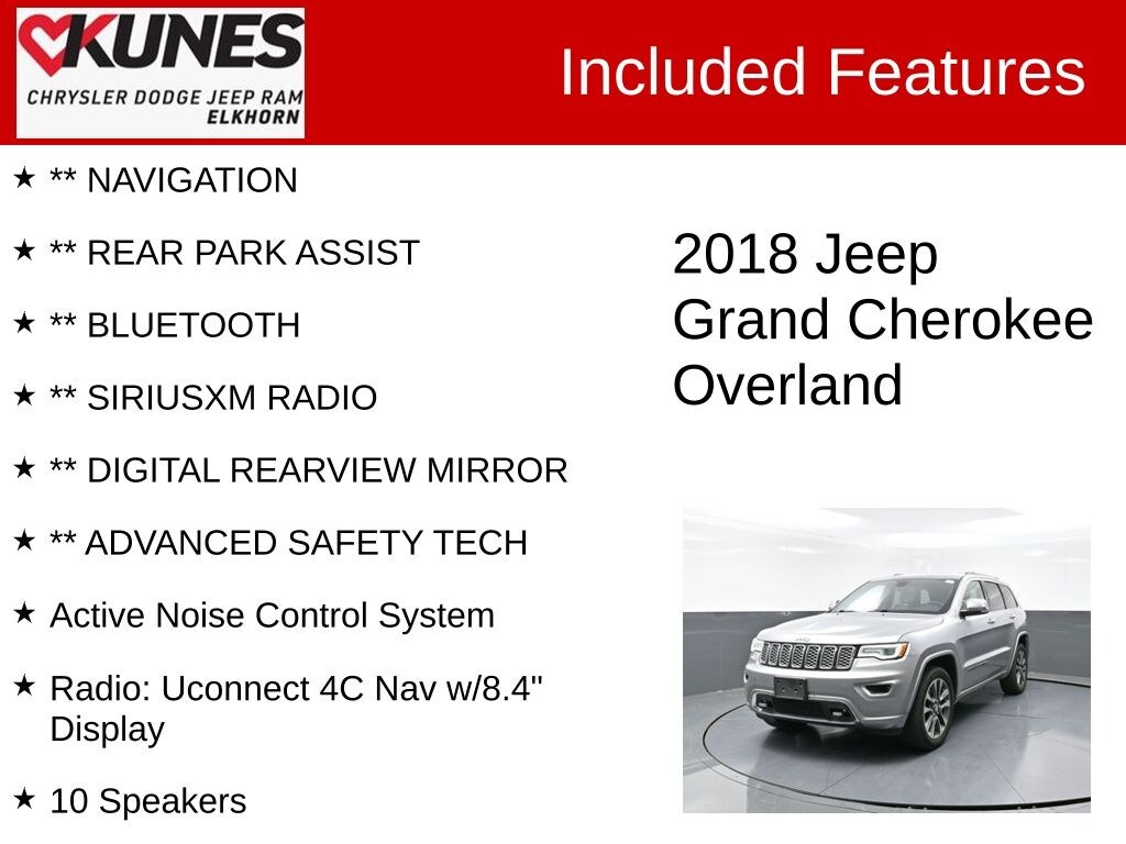 Used 2018 Jeep Grand Cherokee Overland 4x4 SUV