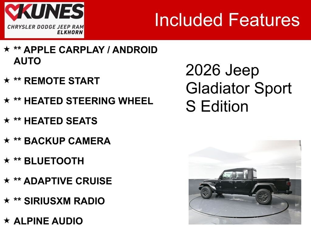 New 2026 Jeep Gladiator Sport S Pickup