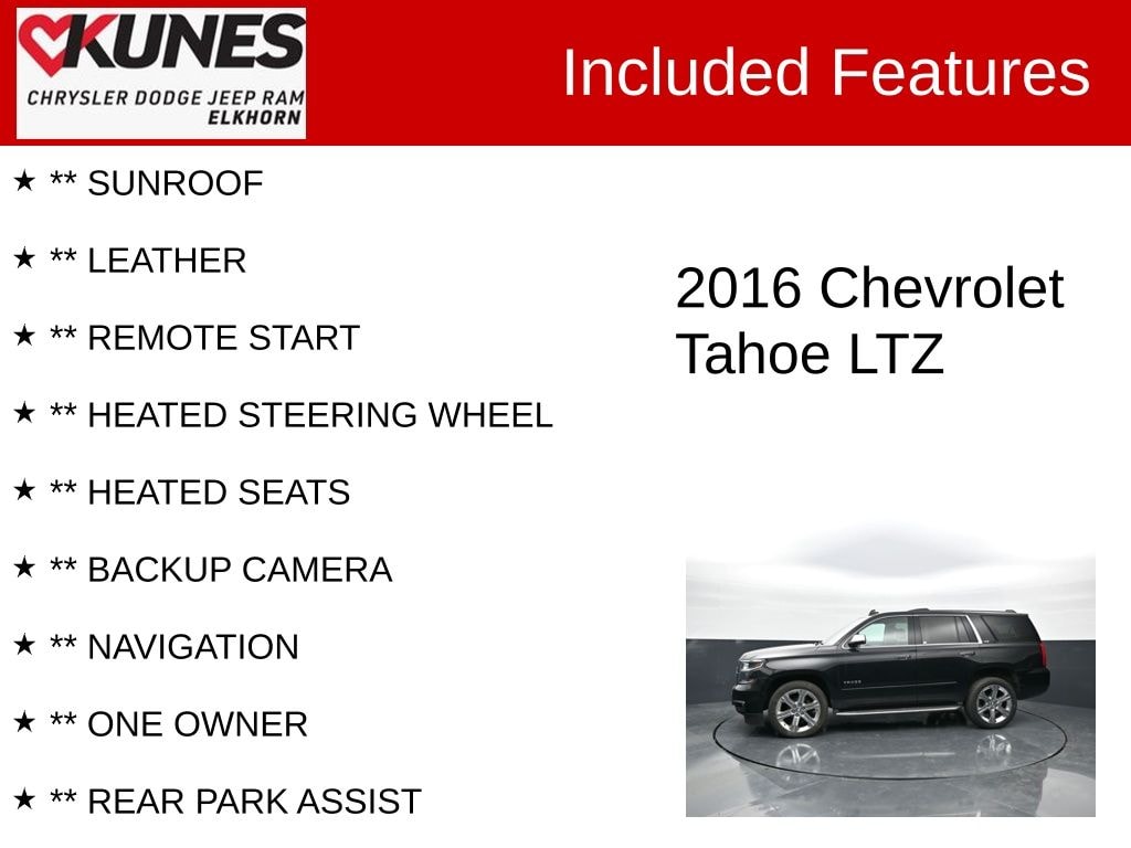 Used 2016 Chevrolet Tahoe LTZ SUV
