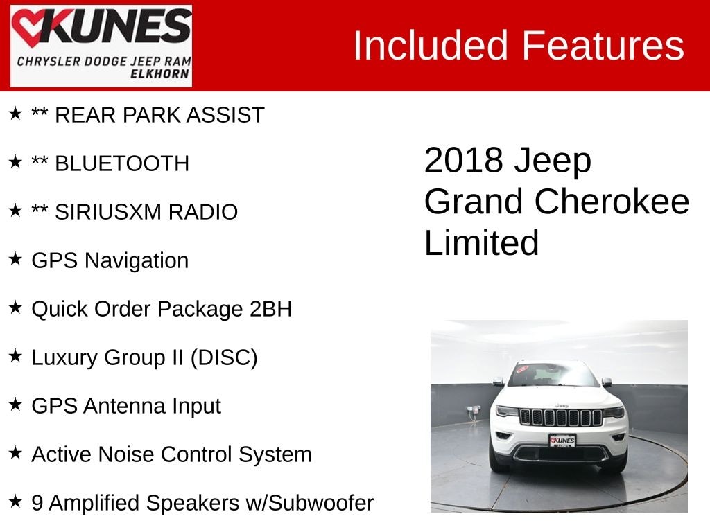 Used 2018 Jeep Grand Cherokee Limited 4x4 SUV