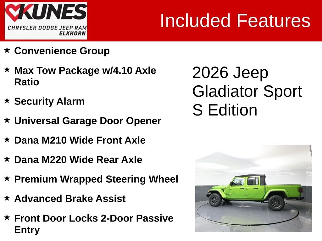 New 2026 Jeep Gladiator Sport S Pickup