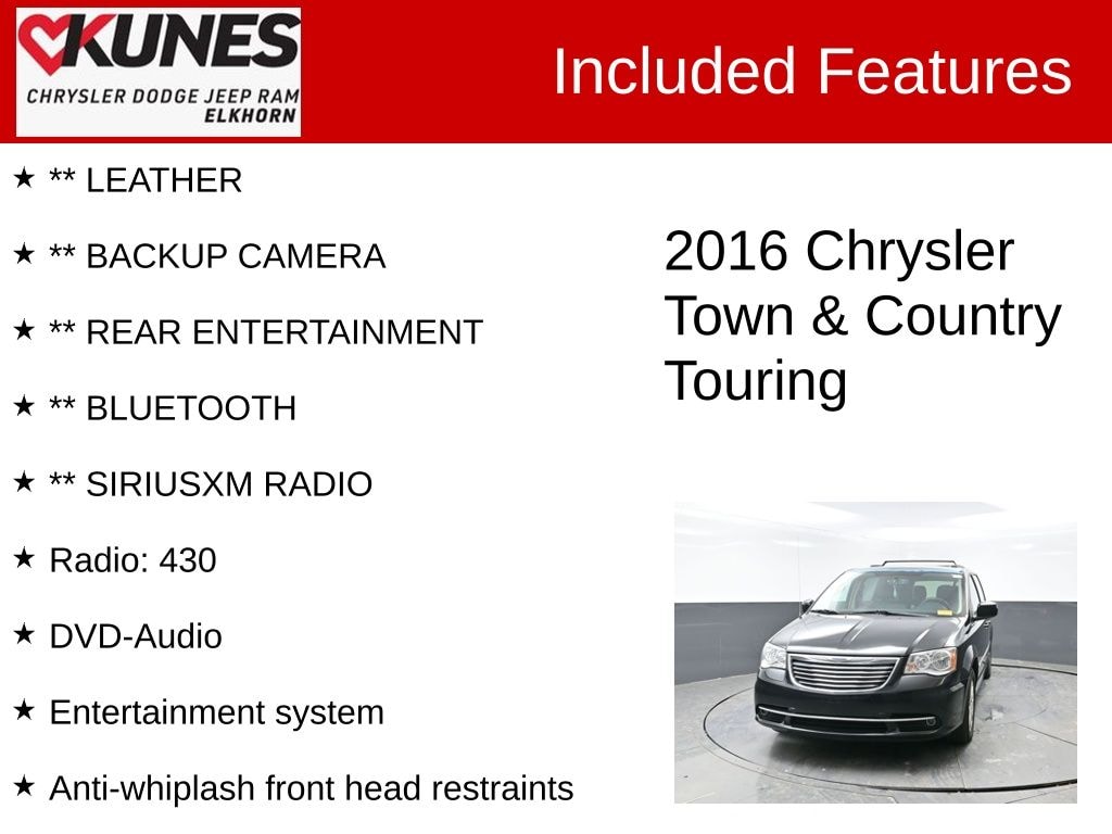 Used 2016 Chrysler Town & Country Touring Van LWB Passenger Van