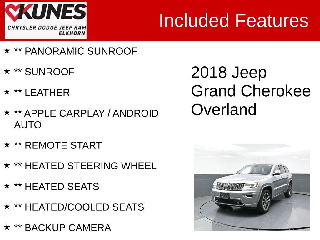 Used 2018 Jeep Grand Cherokee Overland 4x4 SUV