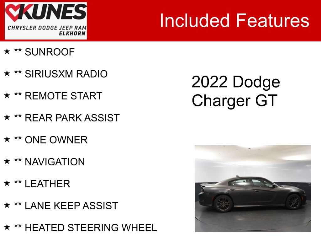 Used 2022 Dodge Charger GT with VIN 2C3CDXMG2NH245181 for sale in Delavan, WI