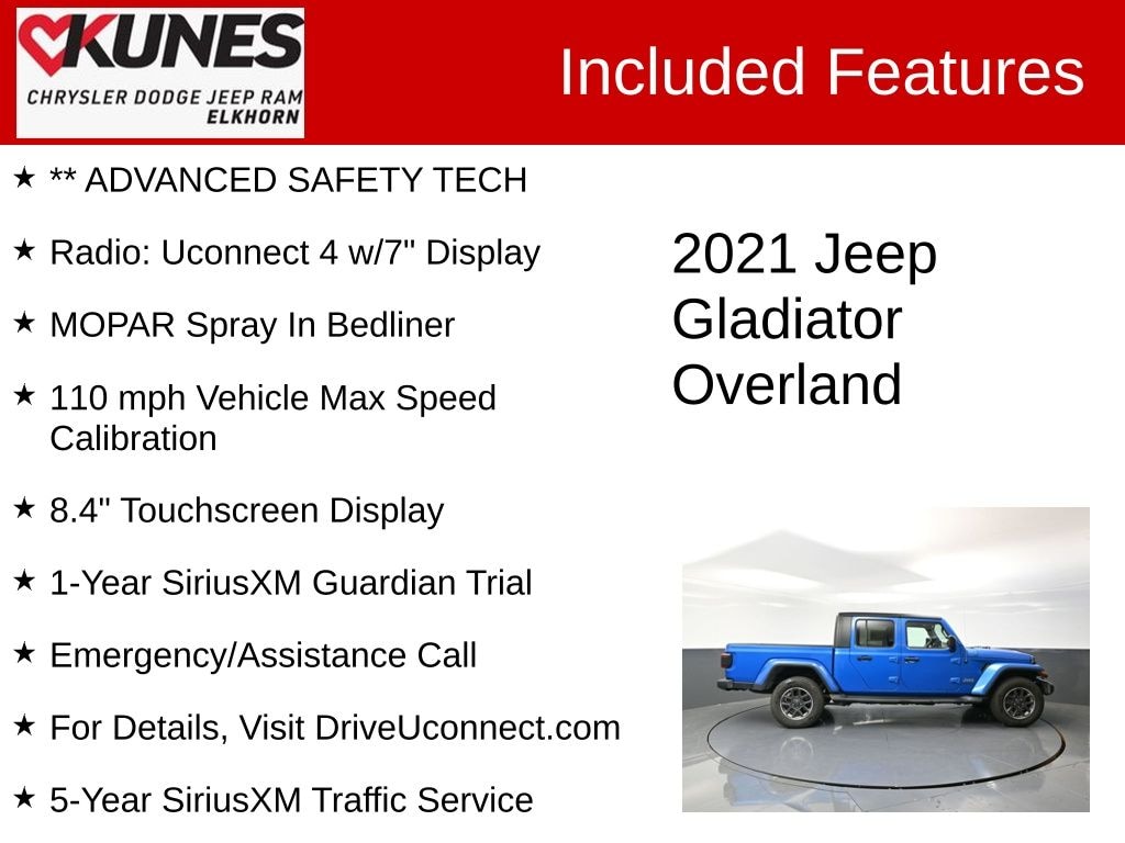Used 2021 Jeep Gladiator Overland Truck Crew Cab