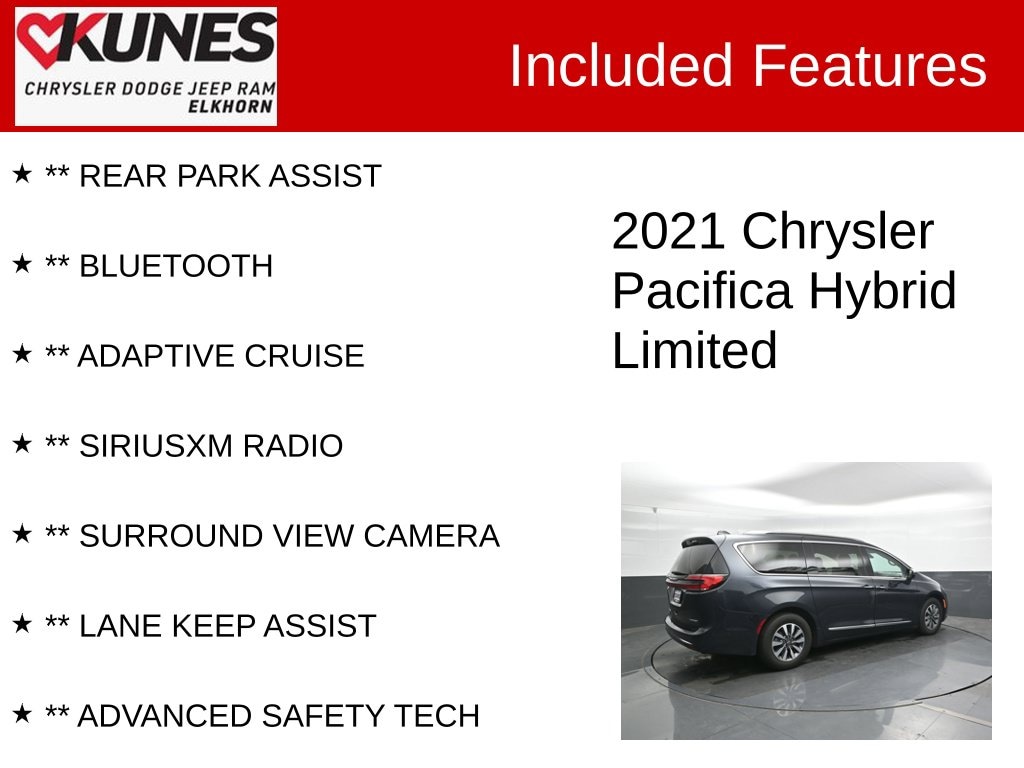 Used 2021 Chrysler Pacifica Hybrid Limited Van Passenger Van