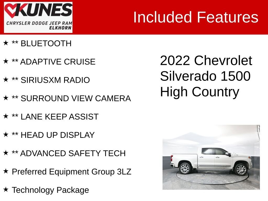 Used 2022 Chevrolet Silverado 1500 High Country Truck Crew Cab