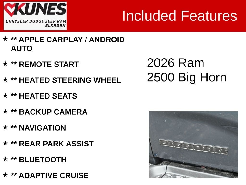 New 2026 Ram 2500 Big Horn Pickup