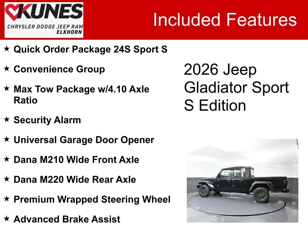 New 2026 Jeep Gladiator Sport S Pickup