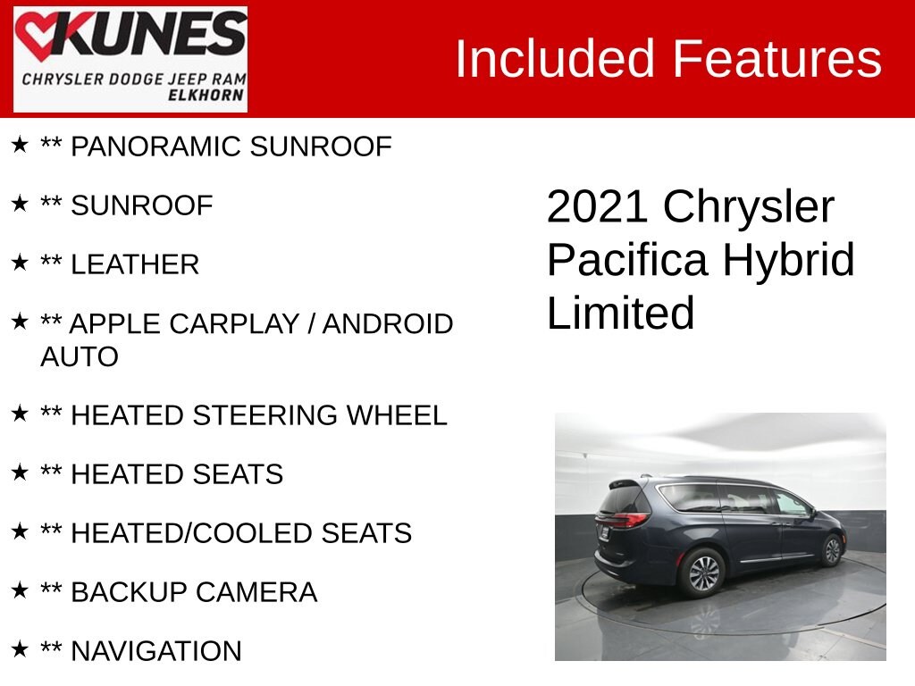 Used 2021 Chrysler Pacifica Hybrid Limited Van Passenger Van