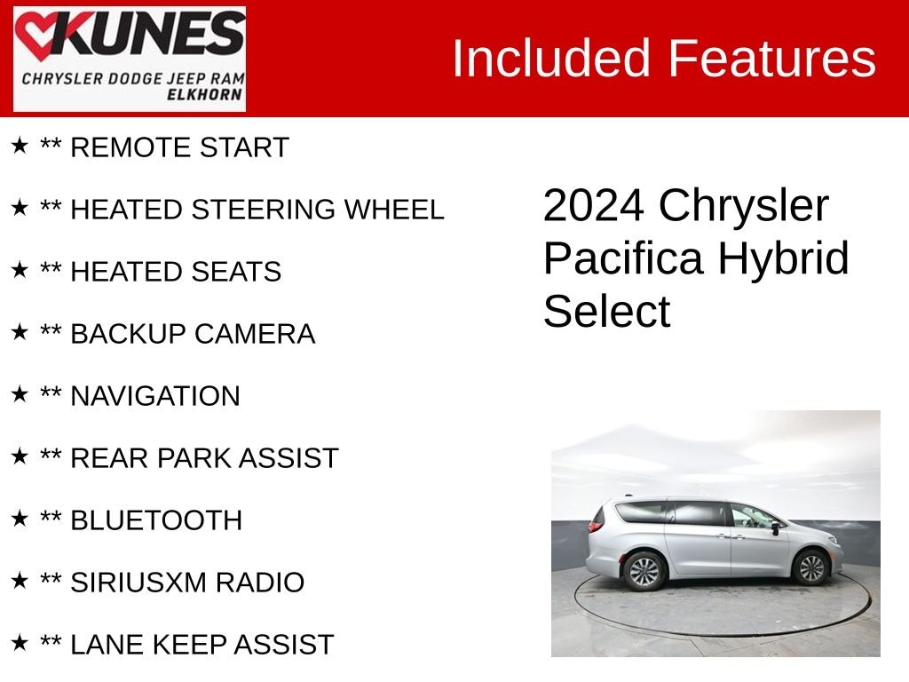 Used 2024 Chrysler Pacifica Plug-In Hybrid Select Van Passenger Van