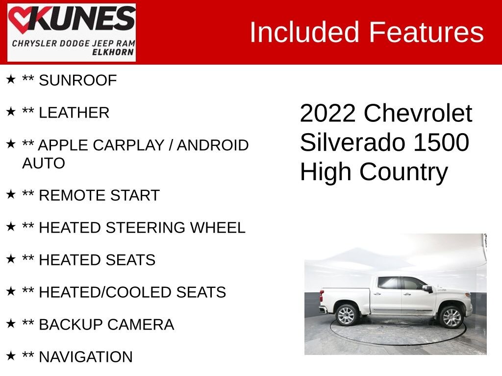 Used 2022 Chevrolet Silverado 1500 High Country Truck Crew Cab