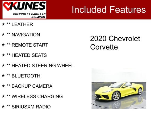 Used 2020 Chevrolet Corvette 2LT with VIN 1G1Y72D43L5116509 for sale in Delavan, WI